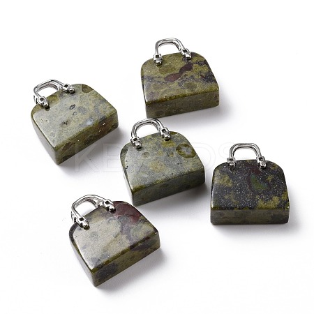 Natural Dragon Blood Jasper Brass Pendants KK-E274-01P-06-1