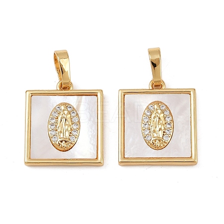 Brass Micro Pave Clear Cubic Zirconia Pendants KK-C109-07C-G-1