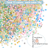 150G 15 Colors Luminous Round Glass Seed Beads SEED-PH0002-44-2