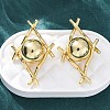 Rhombus with Round Brass Stud Earrings EJEW-R025-03G-1
