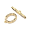 Oval Brass Micro Pave Clear Cubic Zirconia Toggle Clasps KK-G548-25G-2
