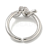 Twist Brass Micro Pave Cubic Zirconia Open Cuff Ring for Women RJEW-E296-07P-3