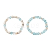 2Pcs 2 Styles Bohemia Style Natural Fossil & Freshwater Shell & Glass Beads Stretch Bracelets for Women BJEW-JB11865-2