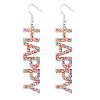 Bling Acrylic Word Happy Dangle Earrings GIPO-PW0001-017G-1