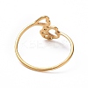 Ion Plating(IP) 201 Stainless Steel Paw Print and Heart Finger Ring RJEW-J051-27G-3