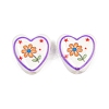 Floral Printed Porcelain Beads PORC-A033-01G-1