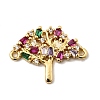 Brass Pave Colorful Cubic Zirconia Tree of Life Connector Charms KK-I360-031G-1