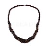 Natural Amber Disc and Rice Graduated Beaded Necklaces NJEW-T019-08-2