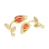 Rack Plating Brass Micro Pave Clear Cubic Zirconia Flower Connertor Charms KK-Z043-03G-2