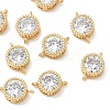 SHEGRACE Brass Pave Clear Cubic Zirconia Flat Round Connector Charms XGRQ3D332-501G-1