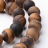 Frosted Round Natural Tiger Eye Bead Strands G-J346-15-10mm-1