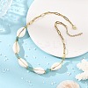 Natural Blue Apatite Chip & Cowrie Shell Beaded Necklaces for Women NJEW-JN06385-1
