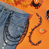 Punk Exaggerated Alloy Cable Necklaces & Aluminum & Iron Spike Rivet Tassel Chains Belt Jewelry Sets SJEW-AR0001-02-4