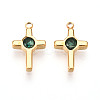 Ion Plating(IP) 304 Stainless Steel Micro Pave Cubic Zirconia Charms STAS-N110-01G-G-1