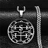 201 Stainless Steel Hollow Cut Demon Seal Sigil Pendant Necklaces NJEW-H065-25P-1