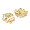 Rack Plating Brass Micro Pave Clear Cubic Zirconia Connector Charms KK-C084-02G-03-2