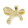 Bowknot Rack Plating Brass Clear Cubic Zirconia Pendants KK-Z053-14G-04-1