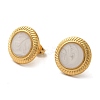 Ion Plating(IP) 304 Stainless Steel Flat Round Stud Earrings EJEW-C114-04B-G-2