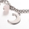 Moon & Star Stainless Steel Gemstone Charm Bracelets BJEW-JB01935-01-2