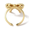 Bowknot Brass Micro Pave Clear Cubic Zirconia Open Cuff Rings for Women RJEW-C098-10G-3