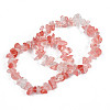 Unisex Chip Watermelon Stone Glass Beaded Stretch Bracelets BJEW-S143-39-1
