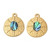 304 Stainless Steel Natural Paua Shell Pendants STAS-L288-05G-01-1