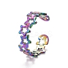 Rainbow Color Ion Plating(IP) 304 Stainless Steel Star Wrap Open Cuff Ring for Women RJEW-A005-36MC-2