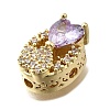 Brass Cubic Zirconia Oval with Heart Multi-Strand Links KK-M316-08G-02-2