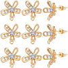 5 Pairs Brass Micro Pave Cubic Zirconia Stud Earring Findings KK-BBC0020-85-5