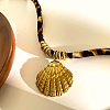 304 Stainless Steel Pendant Leopard Print Flannel Cord Necklaces NJEW-K289-01C-G-1