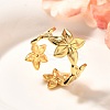 Flower 201 Stainless Steel Open Cuff Ring for Women RJEW-A053-02F-G-1