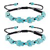 2Pcs Synthetic Turquoise Tortoise Braided Bead Bracelet BJEW-LP0001-03-1
