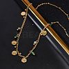 304 Stainless Steel Rhinestone Disc Bib Necklaces NJEW-U026-02G-1