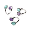 Natural Amethyst & Amazonite Finger Rings RJEW-A068-03P-02A-1