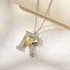 Brass Micro Pave Clear Cubic Zirconia Bee Initial Pendant Necklaces FS-WGF5E80-18-2