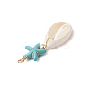 Cowrie Shell & Synthetic Turquoise Starfish Pendants PALLOY-JF03407-01-4