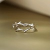 Deer Horn Rhodium Plated 925 Sterling Silver Cuff Rings FS-WGD6B3D-01-3