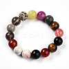 Natural Mixed Gemstone Round Beads Stretch Bracelets for Women Men  G-T141-20-2