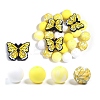 25Pcs Butterfly & Round Silicone Focal Beads SIL-L005-02E-1