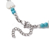 Summer Beach Round Synthetic Turquoise & Natural Freshwater Shell Heart Starfish Beaded Necklaces NJEW-JN05209-5