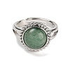 Natural Green Aventurine Round Adjustable Rings RJEW-K271-02P-05-2