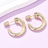 Brass Micro Pave Cubic Zirconia C-Shaped Stud Earrings EJEW-B153-05G-1