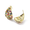 Rack Plating Brass Cubic Zirconia Teardrop Stud Earrings LS-EJEW-F329-02G-2