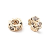 Brass Micro Pave Clear Cubic Zirconia Rondelle European Beads KK-R216-20KCG-2