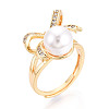 Bowknot Brass Micro Pave Clear Cubic Zirconia Adjustable Ring Settings KK-T076-27G-5