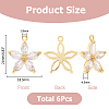 6Pcs Brass Micro Pave Clear Cubic Zirconia Pendants ZIRC-HS0001-08-2
