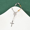 201 Stainless Steel Oval with Saint Benedict Charm Bracelets BJEW-B143-01GP-2