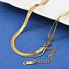 316 Stainless Steel Round Snake and Herringbone Chains Double Layer Necklace for Women Men NJEW-C025-01G-1
