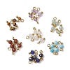 7Pcs 7 Styles Natural Red Jasper & Tiger Eye & Rose Quartz & Green Aventurine & Magnesite & Lapis Lazuli & Amethyst Faceted Round Charms PALLOY-JF03452-1