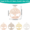 24Pcs 4 Colors Brass Filigree Pendants KK-CN0002-01-2